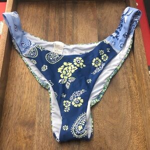 Aerie Blue and Yellow Floral Bikini Bottom